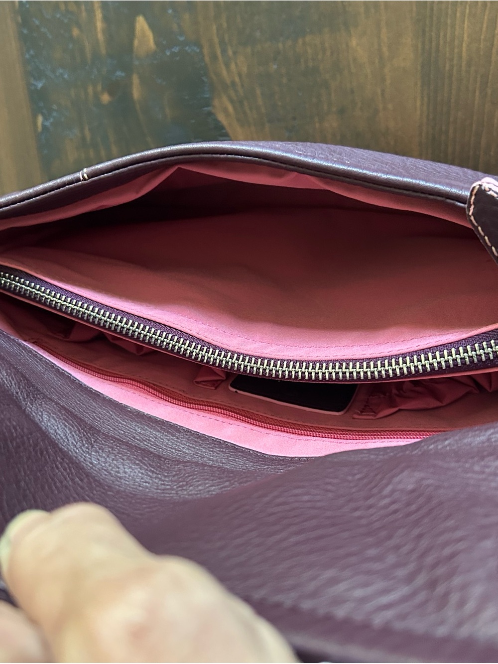 Cole Haan Pebbled Leather Shoulder Bag in Burgundy - Picture 6 of 8